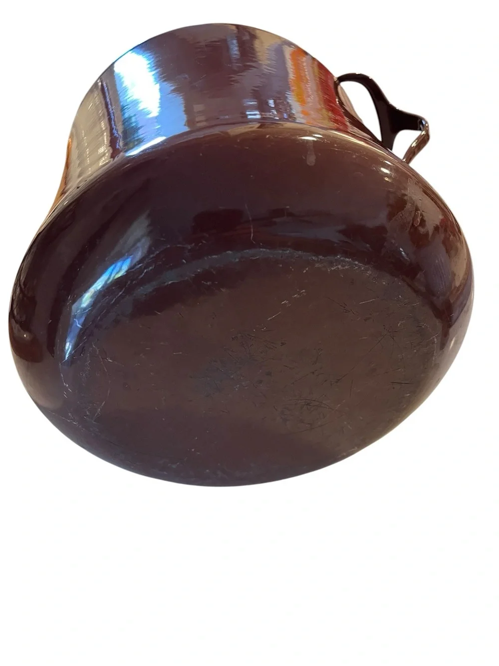 Vintage Japanese Kobe Cookware Enamel Dark Brown Cooking Pot, no lid